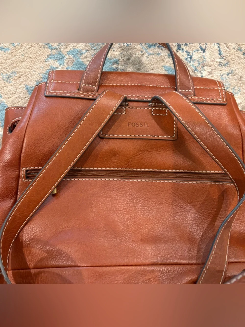 Fossil Luna Leather Drawstring Backpack with Buckle